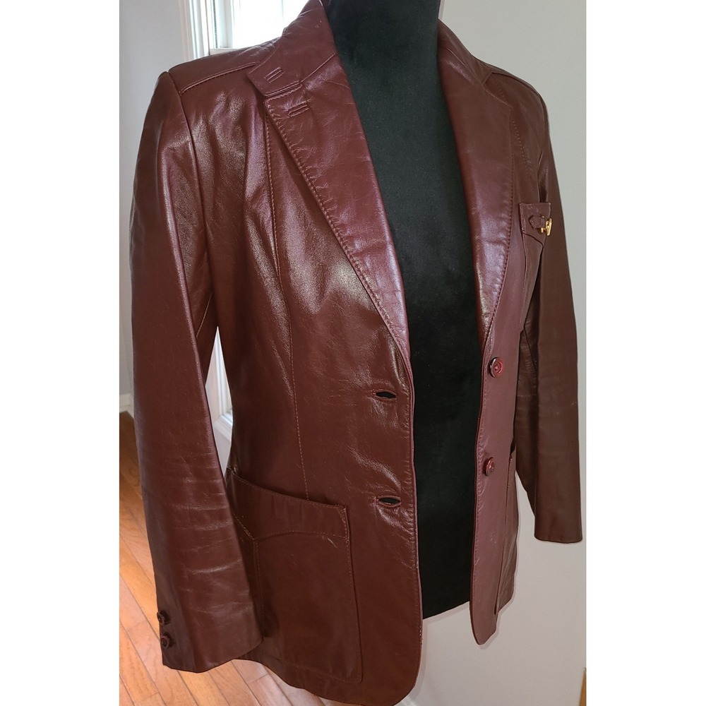 Etienne Aigner Brown Leather Jacket - Picture 2 of 16